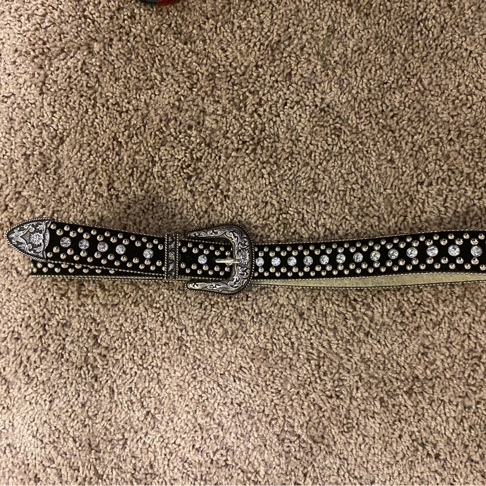 Guess rhinestone belt with metal